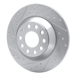 Audi A6 Quattro Brake Rotor (1) - Rear Left - R1 Concepts - Drilled & Slotted - Silver - `05-`11